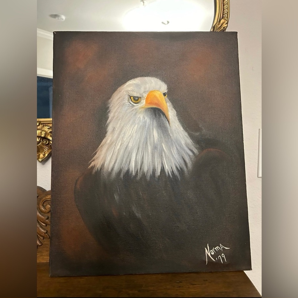 16x20 Eagle Oil Painting Portrait Signed